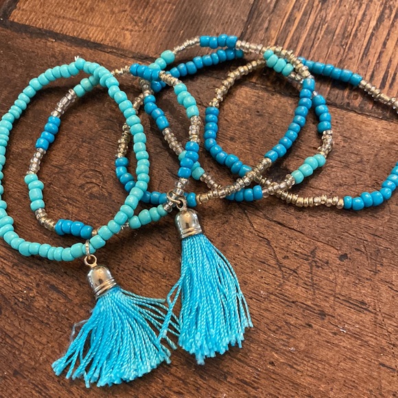 Set a five stretch, bracelets, in turquoise - Picture 2 of 3